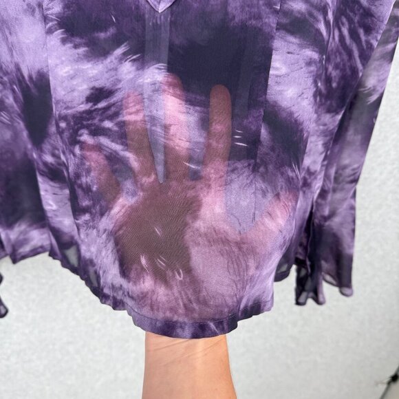Newport News VTG Sheer Flutter Sleeve Blouse Size 8 Purple Fairy Grunge Whimsy - Picture 5 of 13